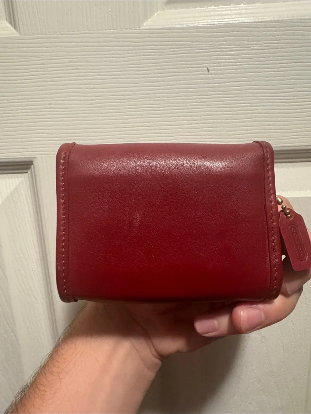 Coach Red Leather Key Pouch with Gold Hardware - Picture 6 of 9
